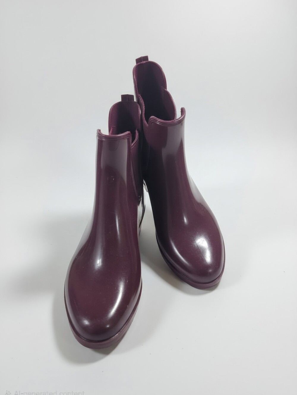 Women's Burgundy Ankle Rain Boots -  Waterproof